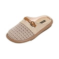 thumbnail image 4 of NexTorq Women's Breathable Linen Mesh Closed Toe Mules, Hollow Out Summer Clogs, Lightweight Casual Slip On Shoes with Adjustable Metal Buckle, Khaki, 35, 4 of 5