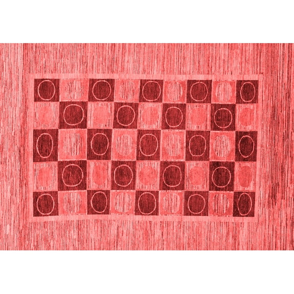 Ahgly Company Machine Washable Indoor Rectangle Checkered Red Modern Area Rugs, 7' x 10'