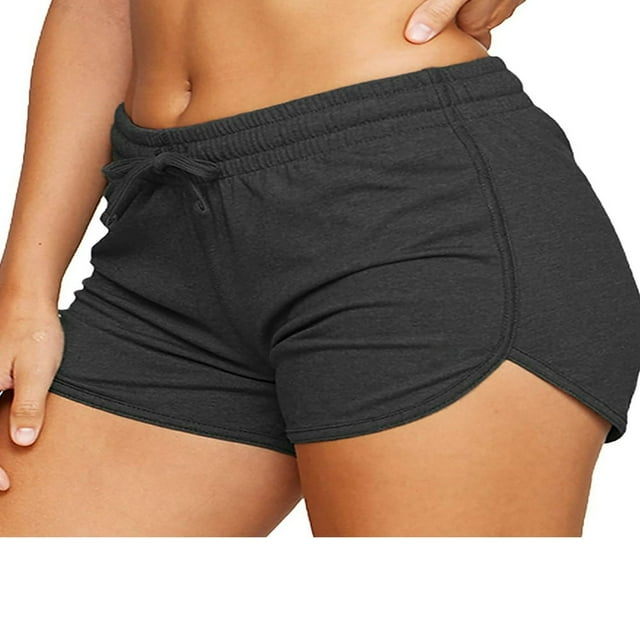OUSITAID Women Athletic Yoga Shorts Solid Color Workout Gym Shorts Tummy Control Running Drawstring Shorts