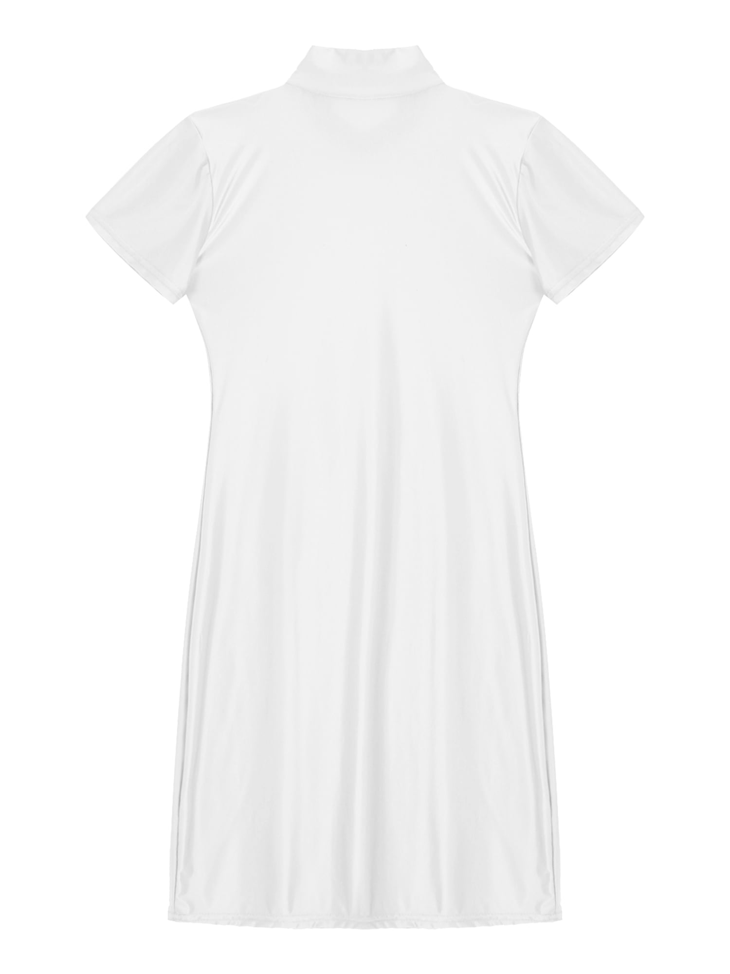 iixpin Women's Oil Shiny Bodystockings Mini Dress Sheer