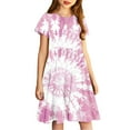 thumbnail image 4 of Toddler Girl Clothes under $5 Summer Short Sleeve Gradient Print Toddler Kids Girls Cute Stretchy A Line Dress 4-14 Years, 4 of 6