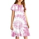 thumbnail image 5 of Odeerbi Niñas Gradiente Tie-Dye Skater Vestido Verano Flamed Swing Vestido Niños Manga Corta Elástico Vestido de Una Línea, 5 of 7