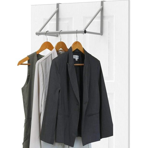 SimpleHouseware Over the Door Clothes Hanging Rod, Silver