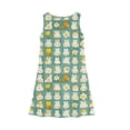 thumbnail image 4 of DORKASM Kids Easter Bunny & Print Light Gray Sleeveless Swing Dress: Casual Vest Dress Light Green 120, 4 of 5