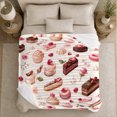 thumbnail image 5 of Sweet French Patisserie Cupcakes Roses Watercolor decorative motif, Playful Food Art Scene, Warm Flannel Blanket for Kitchen and Dining Room, Food Lovers Valentine's Day Gift, Playful Home Decor, 5 of 9