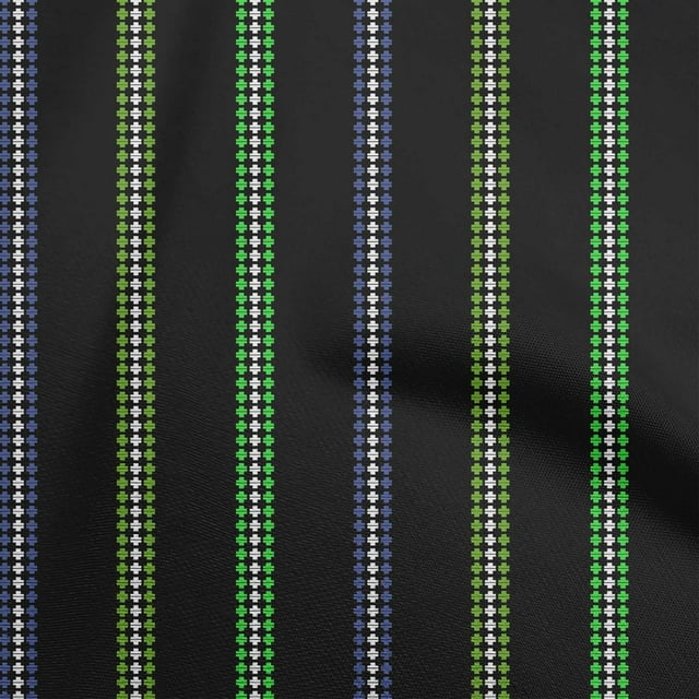 oneOone Cotton Flex Green Fabric Geometrical Stripes Craft Projects Decor Fabric Printed By The Yard 40 Inch Wide