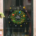 thumbnail image 5 of Corona de Navidad se adhiere a la ventana, 2 piezas de corona verde con adornos y pegatinas de ventana con diseño de frutas, pegatinas de ventana impresas con copos de nieve, decoración navideña JAMW Sencillez, 5 of 5