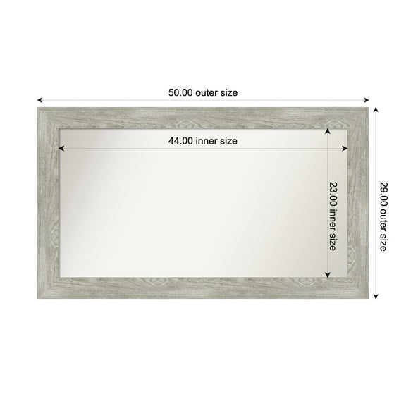 Amanti Art Custom Framed Wall and Bathroom Mirror (29 x 50 in.), Dove Greywash Frame