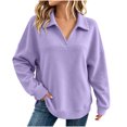 thumbnail image 4 of Hurxie Womens Oversized V Neck Fleece Sweatshirt Casual Long Sleeve Sweatshirts Collared Pullover Sweatshirts, 4 of 7