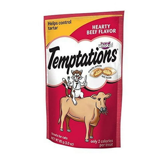 Temptations Cat Treats Hearty Beef Flavor Crunchy - Adult Cats - 12-Pack, 3 oz Pouches