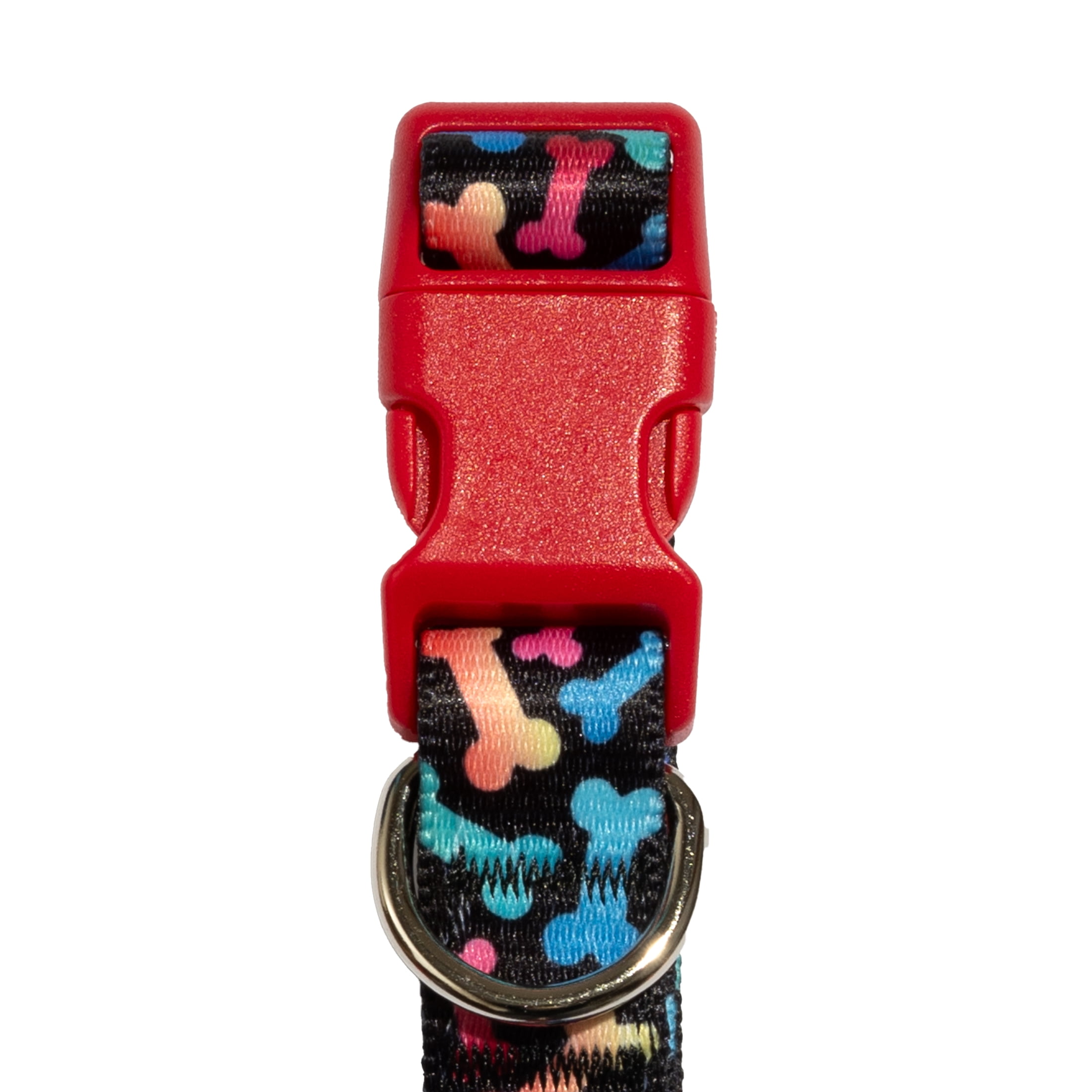 Vibrant Life Adjustable Fashion Dog Collar, Multicolor Bones, Large