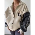thumbnail image 1 of Stylish Color Block Drop Shoulder Jacket Soft, Loose Fit, Long Sleeve Snap Front Wear, 1 of 5