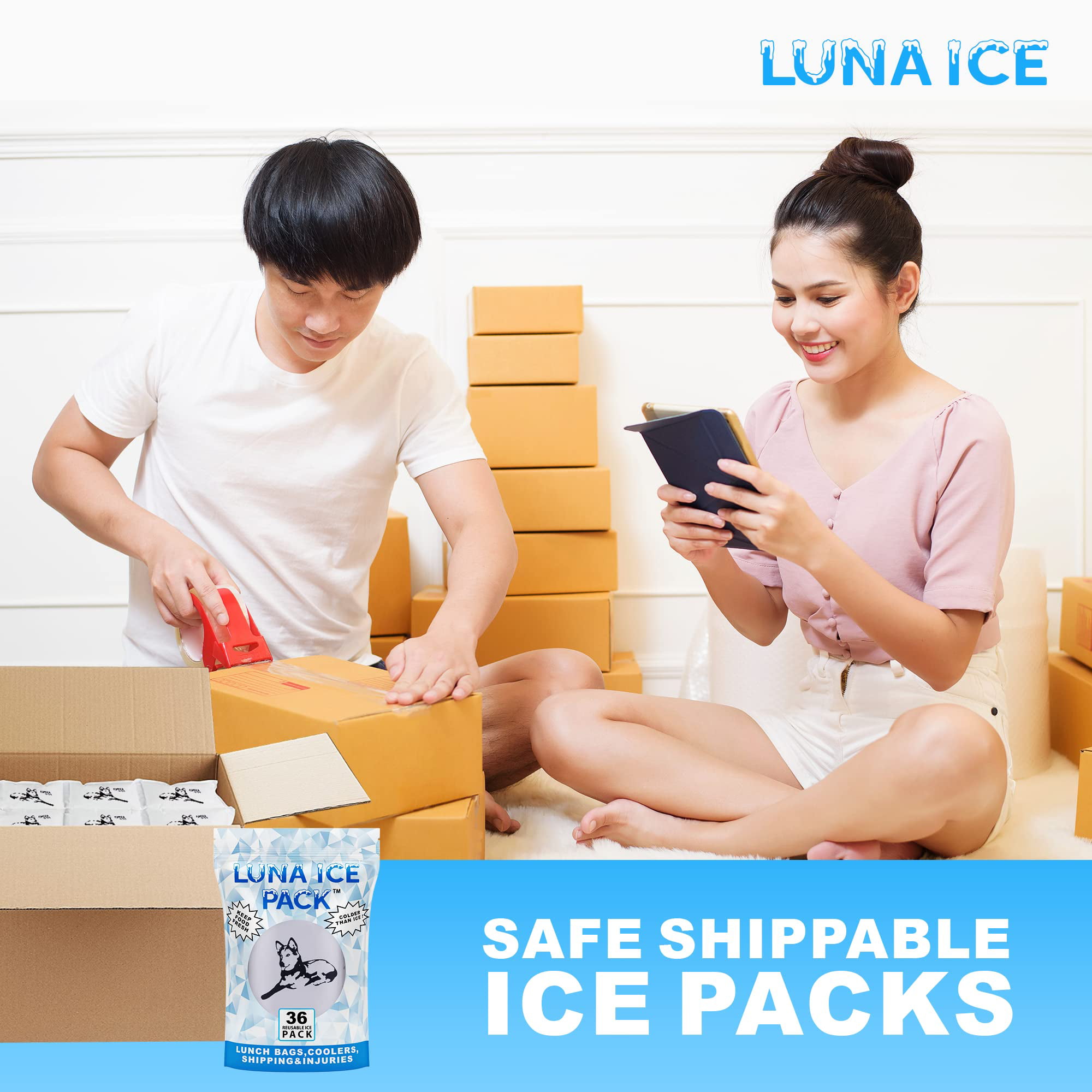 60 Dry Ice Packs, Lunch Box Cooler, Shipping Frozen Food, Reusable