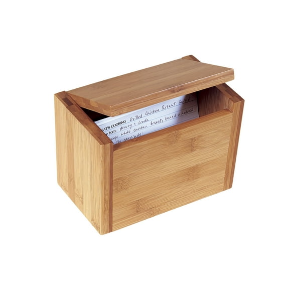 Lipper International Bamboo Recipe Box, Brown