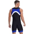 thumbnail image 3 of Sinleey Mens Swimming Jumpsuit Sleeveless Zip Front Bodysuit Bathing Surfing Swimsuit Sport Unitard Blue 3XL, 3 of 6