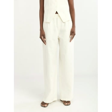 Scoop Women's Linen Blend Wide Leg Pants, 32" Inseam, Sizes XS-4X