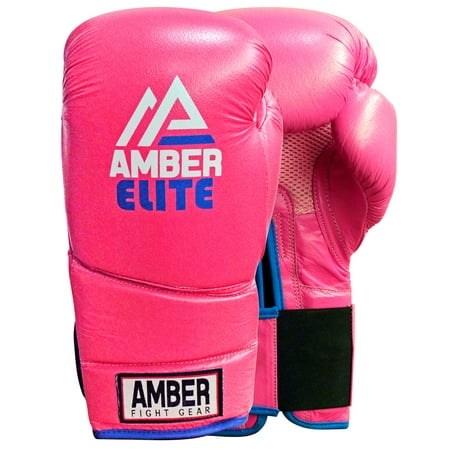 Amber Fight Gear PU Boxing Gloves with Wrist Support for Boxing Kickboxing Muay Thai Training or Sparring Punching Bag Mitts Pink