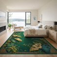 thumbnail image 3 of ODIKA 9'x12' Washable Area Rug Palm Leaf Botanical Chinoiserie Garden With Tropical Trellis Border for Great Room, Indoor Concept, Large Living Low Pile, Flatwoven, 3 of 7