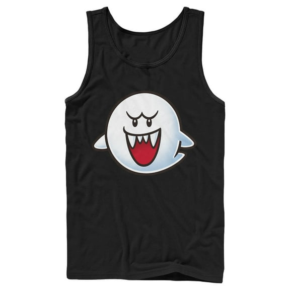 Men's Nintendo Mario Boo Ghost Smile Tank Top Black 2X Large