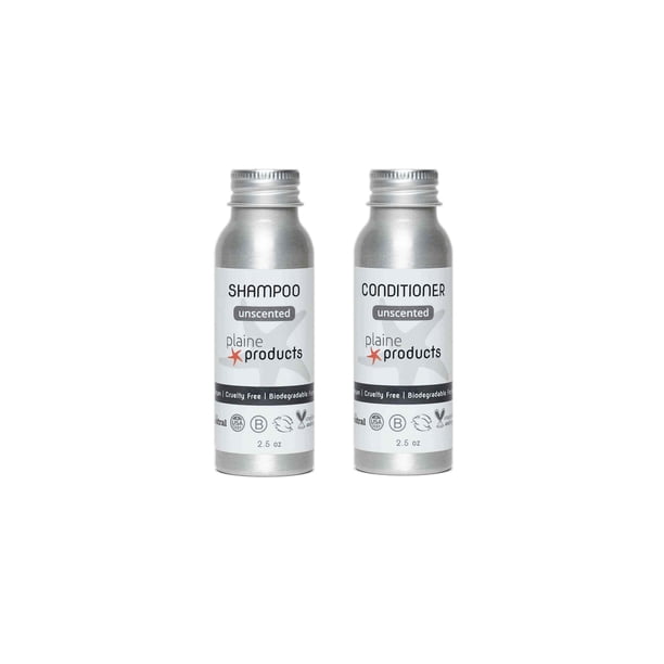 Champú y acondicionador tamaño viaje - Sin perfume - Botellas recargables de 2.5 oz Sin sulfato