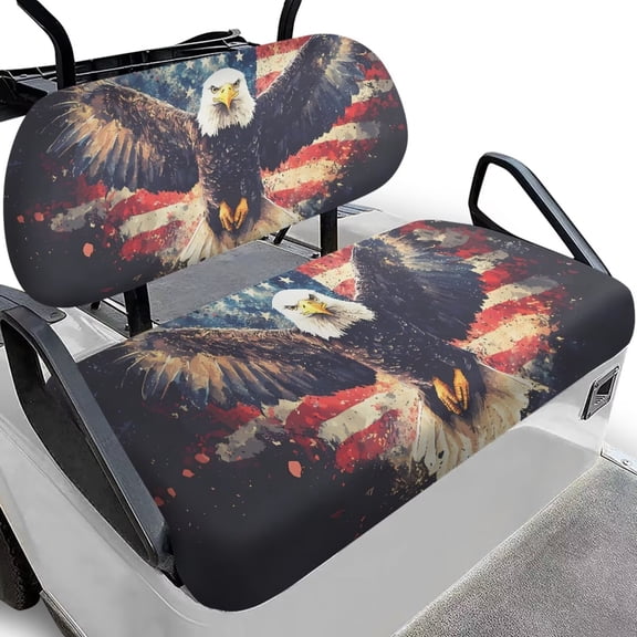 Uorisanigo Golf Cart Front Seat Covers Comfortable Bald Eagle American Flag GolfCart Seats Covers Golf Car Accessories for Yamaha Club Car Precedent and Most Front Seat