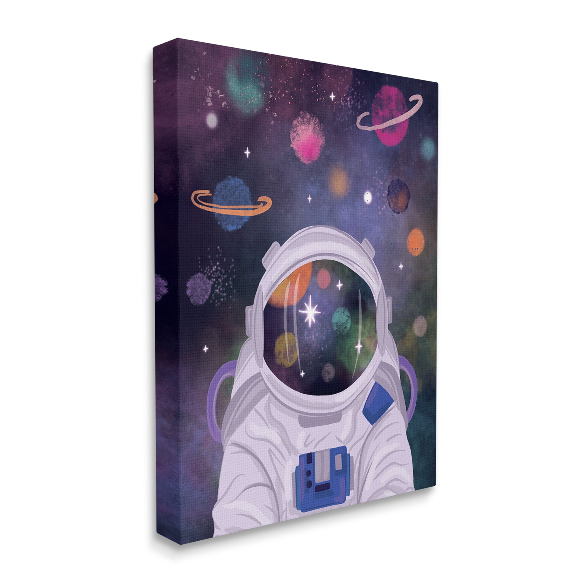 Stupell Industries Cosmic Universe Reflection Astronaut Helmet Galaxy Stars Canvas Wall Art, 36 x 48, Design by Lisa Perry Whitebutton