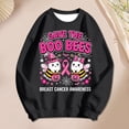 thumbnail image 3 of Breast Cancer Awareness Halloween Sweatshirts for Women Loose Crewneck Save The Boo Bees Graphic Sweatshirt Pullover Tops, 3 of 5