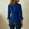 thumbnail image 5 of Women's Faux Suede Button Jacket Oversized Gathered Hem Short Length Coat Casual Vintage Outerwear with Pockets for Retro Style, Fall and Spring Wear, and Seasonal Events,Dark Blue,2XL, 5 of 5