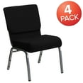 thumbnail image 4 of BizChair 4 Pack 21''W Stacking Church Chair in Black Fabric - Silver Vein Frame, 4 of 15