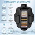 thumbnail image 2 of 20 Etapas Filtro de Agua Para Regadera, Cabezal de Ducha de 6" con 2 Cartuchos Filtro de Ducha, Regaderas para Baño de Lluvia de Alta Presión para Agua Dura, Elimina el Cloro y Sustancias Nocivas, 2 of 8