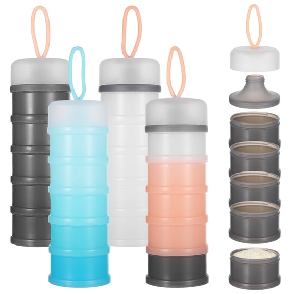 4 PCS 5 Layers Multi-Function Portable Storage Containers Leakproof Protein Powder Baby Milk Powder Containers