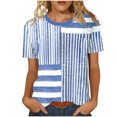 thumbnail image 2 of Xuyuer Blouse for Women Dressy Casual Short Short Sleeve Boho Tops Fashion Floral Crew Neck Tunic Shirts Summer Clothes Fashionable Casual Loose Round Neck T-shirt Solid Color Top, 2 of 7
