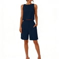thumbnail image 2 of Guluxicc 2 Piece Sets for Women V Neck Loose Tank Top with Bermuda Shorts Solid Color Lightweight Summer Linen Outfit Sets, 2 of 6