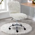 thumbnail image 2 of SESSLIFE Fluffy Vanity Chair, Faux Fur Height Adjustable Swivel Vanity Accent Chair, Modern Home Office Desk Chair, White, 2 of 10