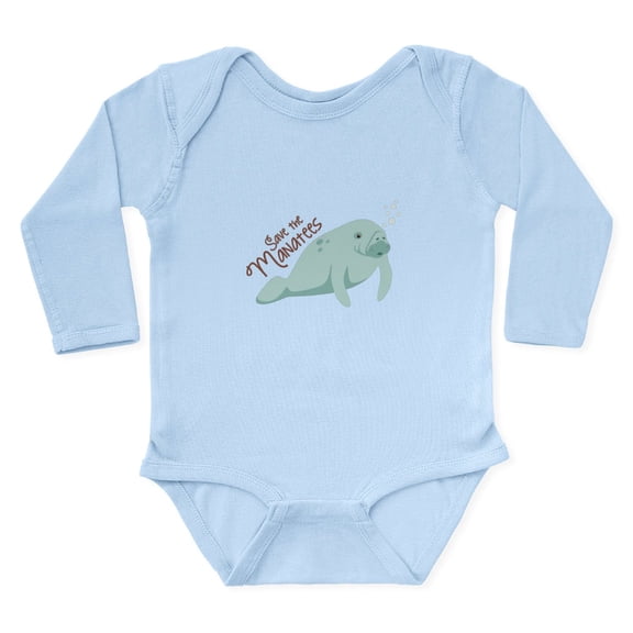 CafePress - Save The Manatees Body Suit - Long Sleeve Cotton Baby Bodysuit