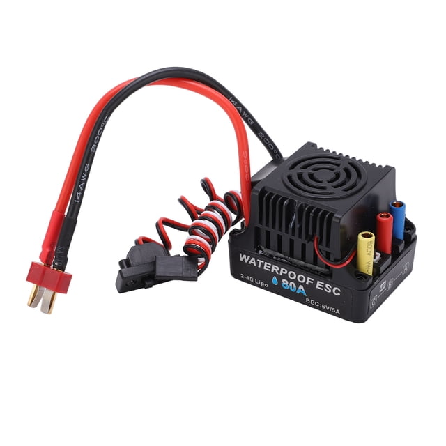 RC coche sin escobillas ESC 80A T enchufe impermeable 6V 5A SBEC protección múltiple 1/8 RC coche sin escobillas ESC para 1/8 RC