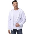 thumbnail image 4 of QPNGRP Men's Full-Zip Hoodie Lightweight Hoodie Sweatshirt Jacket Solid Hooded with Kanga Pocket White XL, 4 of 6