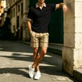 thumbnail image 4 of hotojiny Summer Golf Sets for Men Stylish Button Collared Plaid Shirt with Shorts Set Breathable Short Sleeve 2 Piece Outfits(Black,3X-Large), 4 of 7