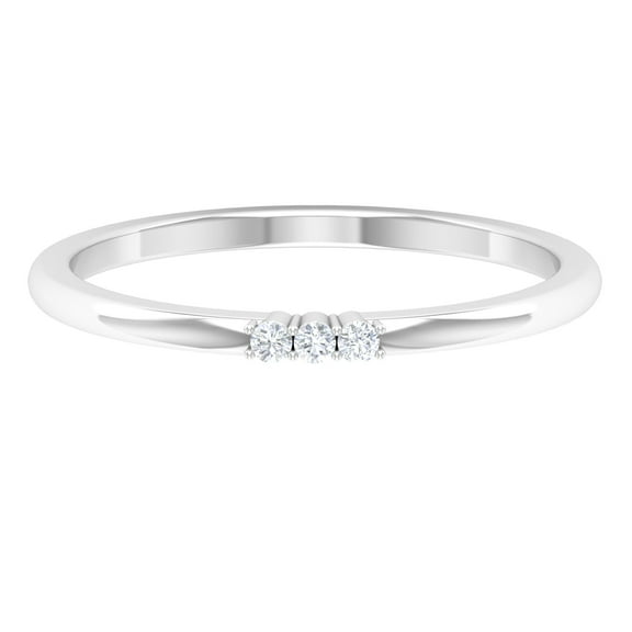 0.15 CT Round Cut Moissanite 3-Stone Wedding Band Ring 14K White Gold Finish Silver
