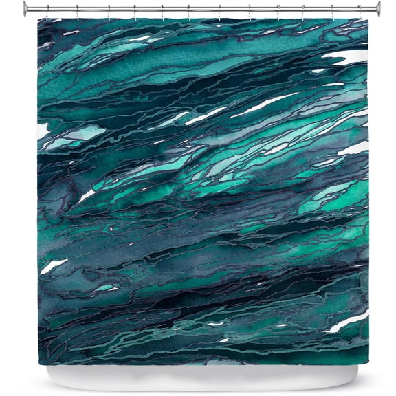 Shower Curtains 70" x 84" from DiaNoche Designs by Julia Di Sano - Agate Magic Dark Teal