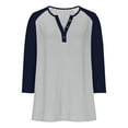 thumbnail image 3 of Atogsazn Kids Girls V Neck Shirt Children Button Down 3/4 Sleeve Pullover Looser Fit Blouse Clothes Tops 06-Navy 13-14 Years Fashion, 3 of 6