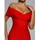 thumbnail image 3 of Vestido BELLA BARNETT con hombros descubiertos, vendaje rojo y cuello en V, 3 of 4