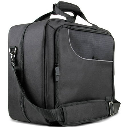 - Universal Portable Electronics Carrying Case with Custom Storage Compartments , Adjustable Shoulder Strap & Padded Interior by USA GEAR Works w/ Tablets , Laptop Computers , Travel Projectors & More