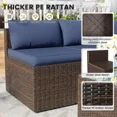 thumbnail image 3 of UDPATIO 6-Piece Patio Furniture Set,Outdoor Patio Furniture Set All-Weather Rattan Wicker Patio Conversation Set with Ottoman, Single Chair, Cushions & Glass Table for Garden & Backyard,Navy Blue, 3 of 8