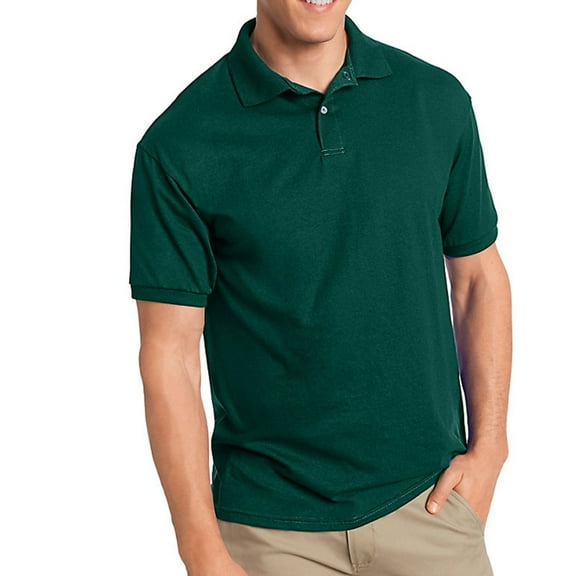 Hanes Men's Cotton-Blend Ecosmart&Reg; Jersey Polo , 054 , Deep Forest , X-Large