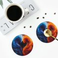 thumbnail image 4 of Honeii Red And Blue Abstract print Leather Coaster Set of 4, ideal for safeguarding your furniture from drinks spills and effortless cleanup-Round Shape, 4 of 6