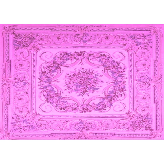 Ahgly Company Indoor Rectangle Medallion Purple French Area Rugs, 2' x 3'