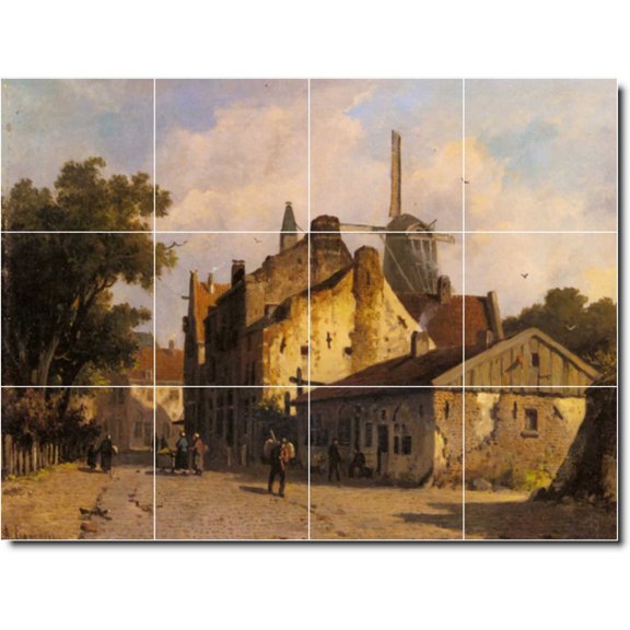 Ceramic Tile Mural-Adrianus Eversen City 6. 17" w x 12.75" h using (12) 4.25 x 4.25 ceramic tiles