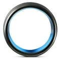 thumbnail image 3 of Pompeii Men's Black & Blue Tungsten Ring Brushed Beveled Step Cut Wedding Band (,), 3 of 3