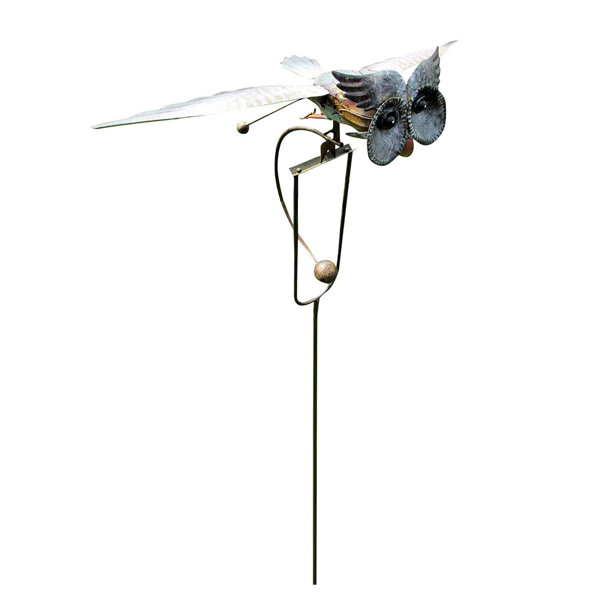 Qenwkxz Owl Wind Chime Iron Wing Flapping Owl Wind Spinner Life-Like Weather Resistant Eagle Garden Stake Outdoor Art Statue Decoration for Patio Yard Porch Lawn